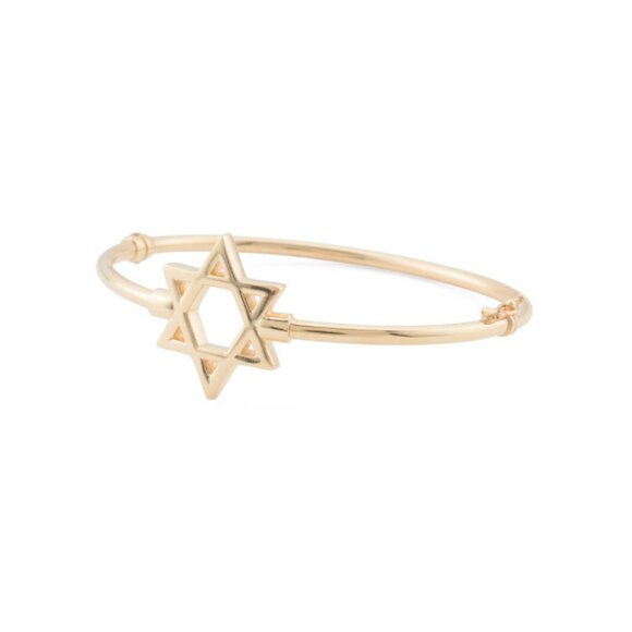 MILOR SILVER  Italy 14kt Gold Plated Star Of David Bangle Bracelet - Picture 1 of 2